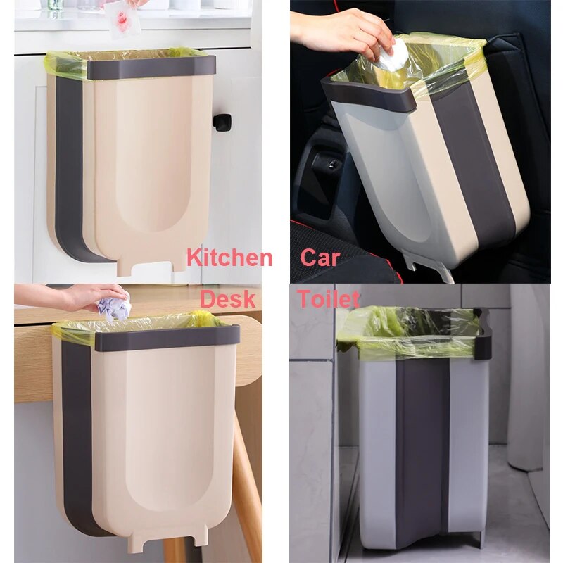 Foldable kitchen trash can