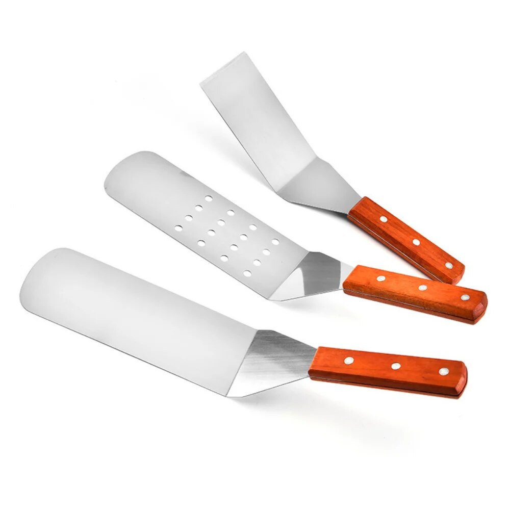 Stainless steel grill spatula set