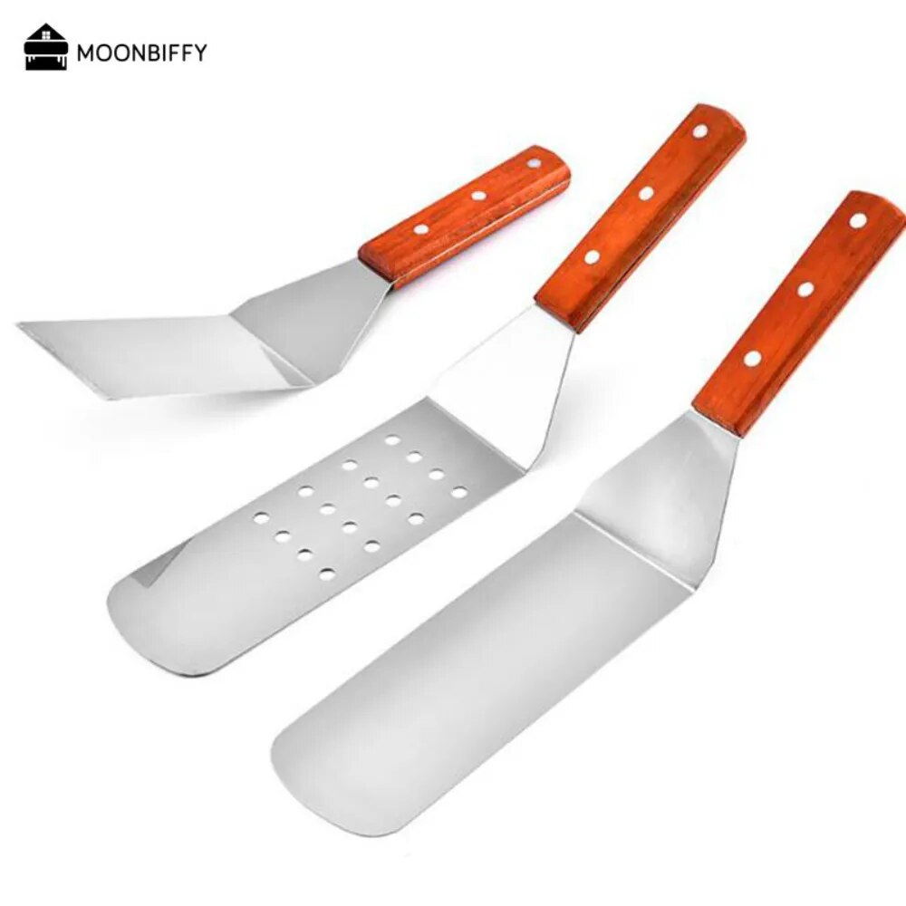 Stainless steel grill spatula set